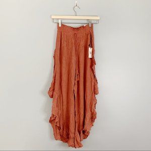 Sincerely Joules Soft Crop Pant Side Split Ruffle NWT New Boho Bohemian XS Small